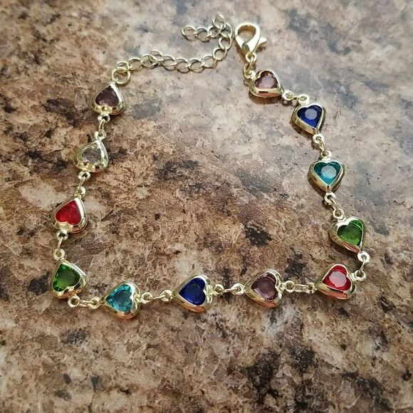 Heart dangle earrings 2 pair blue red - Picture 4 of 11
